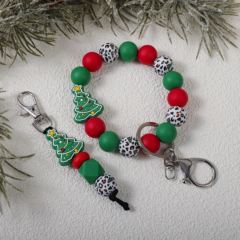 

2pcs/set Christmas Tree Wrist Key , Christmas Printed Keychain, Accessories, Hanging Ornaments, For , , Christmas