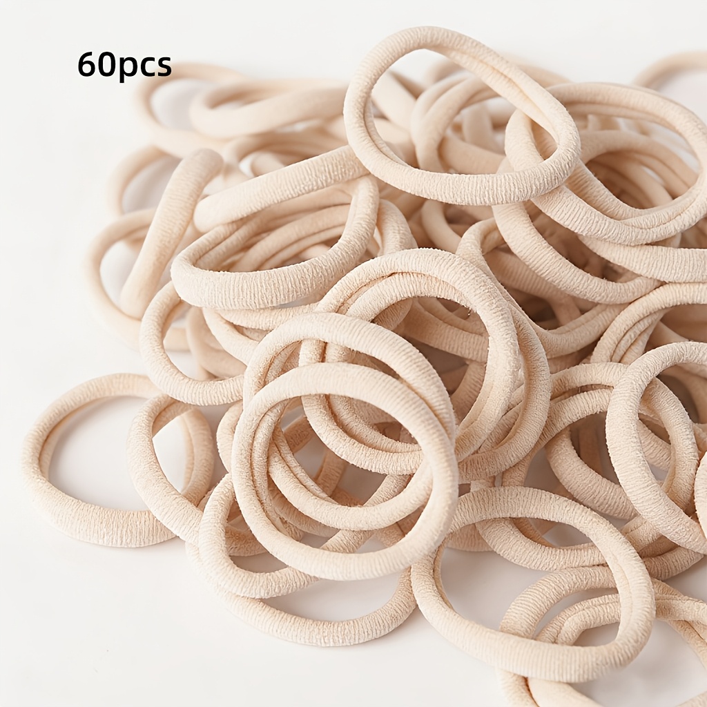 TEMU 60/120pcs Solid Color Thick High- Towel Loop Hair Ties, Mixed Pack, Vintage Style Durable Hair Bands, Hair-friendly Ponytail Accessories, Simple