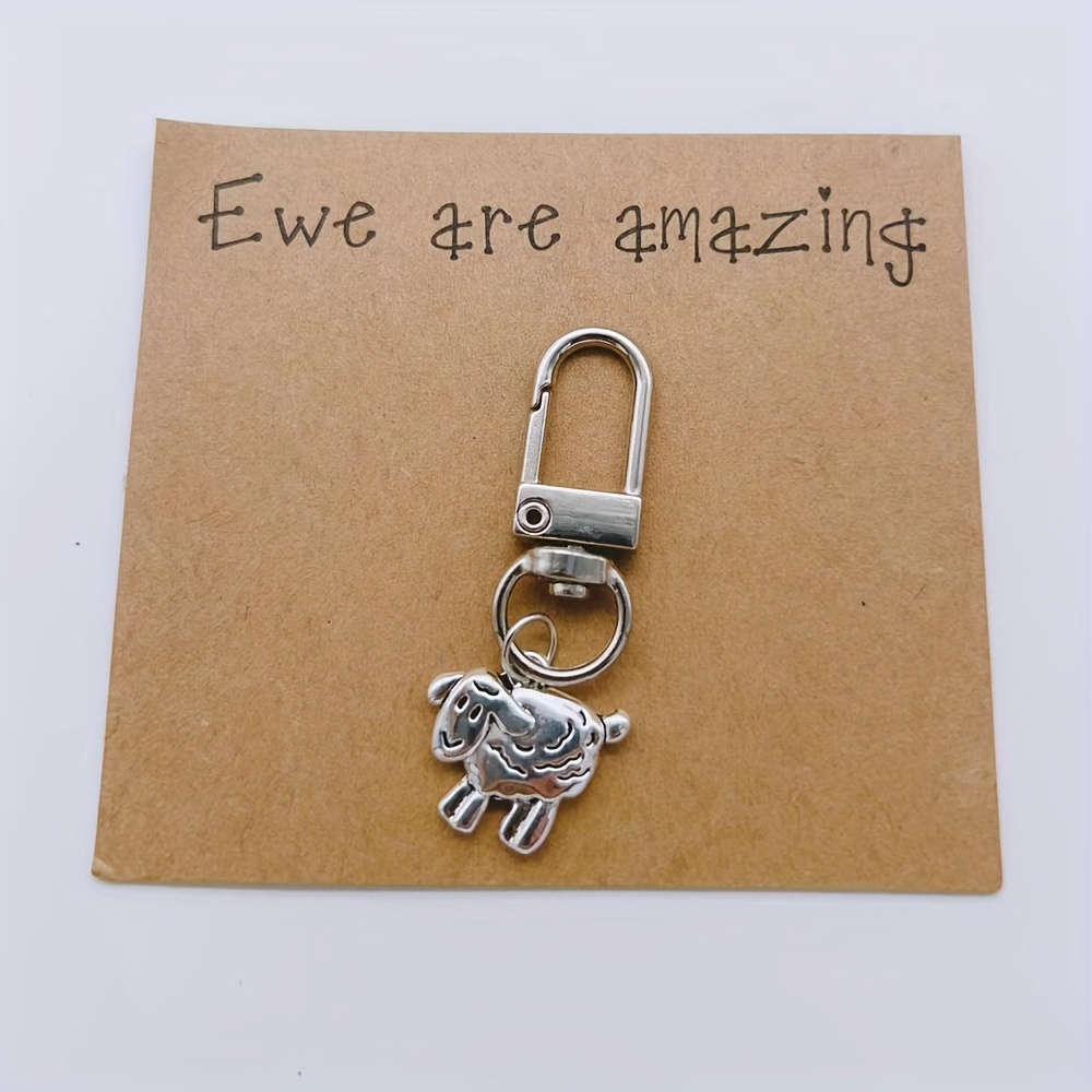 

1pc Paper Packaging Alloy Sheep Keychain Gift Keychain