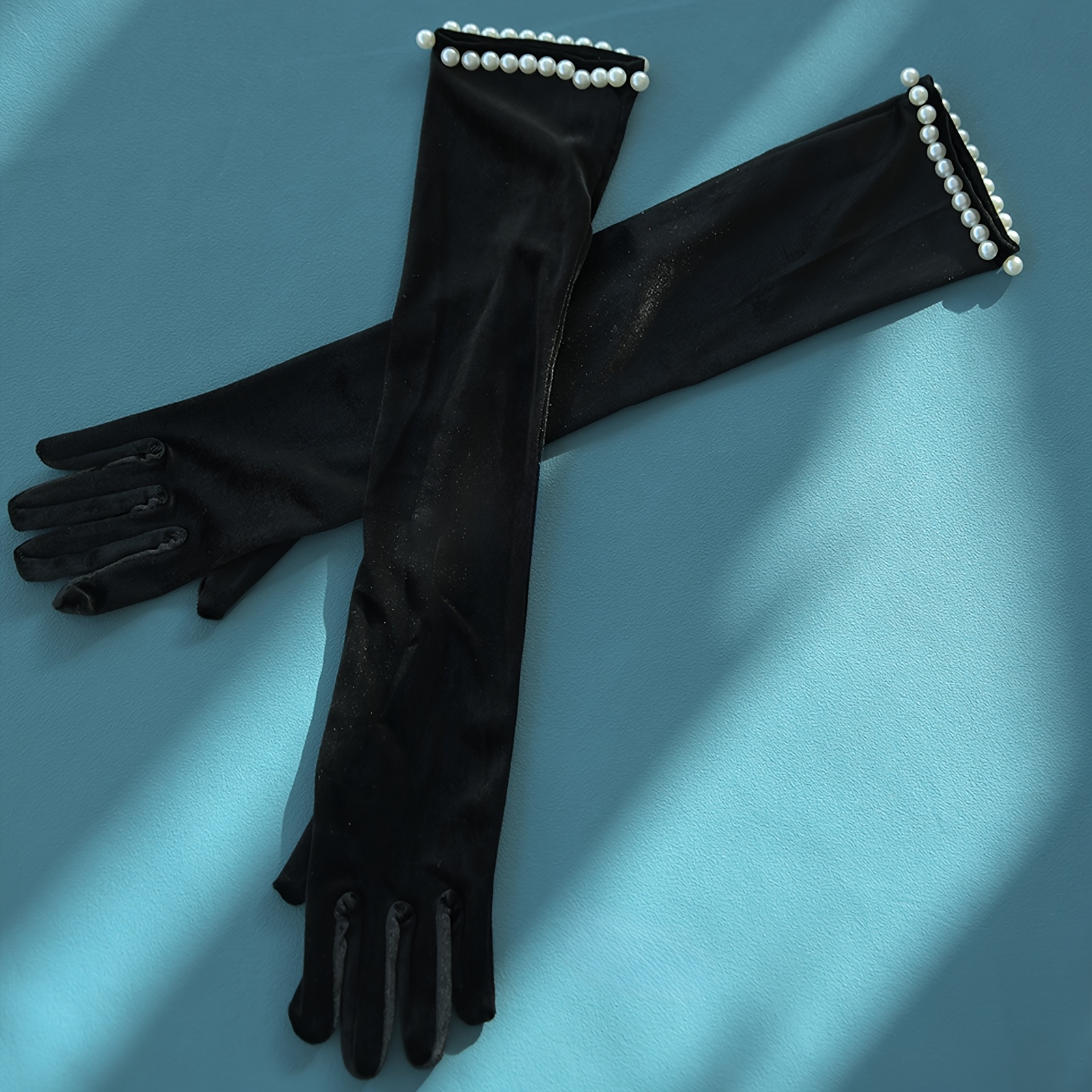 Элегантные черные длинные без пальцев свадебные перчатки с жемчугом и цветочными акцентами, романтические свадебные аксессуары, не мыть в машинке, не отбеливать, только ручная стирка, мм30 30а, ужин, соответствие, детали 2