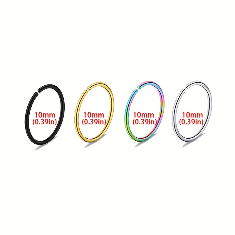 3-4pcs Stainless Steel Hoop Earrings & Nose Rings Set