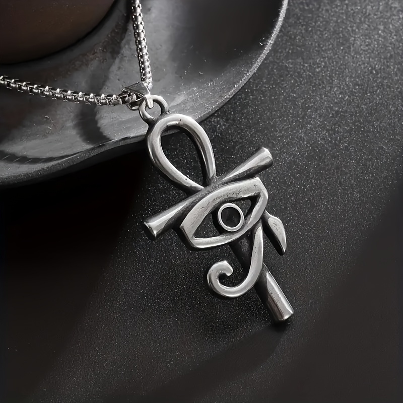 Retro Ethnic Style Eye of Horus Ankha Cross Pendant Necklace