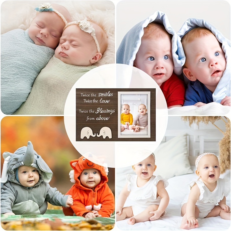 1pc wooden twin photo frame with     the     the love   the   rectangular picture frame for born     keepsake details 0