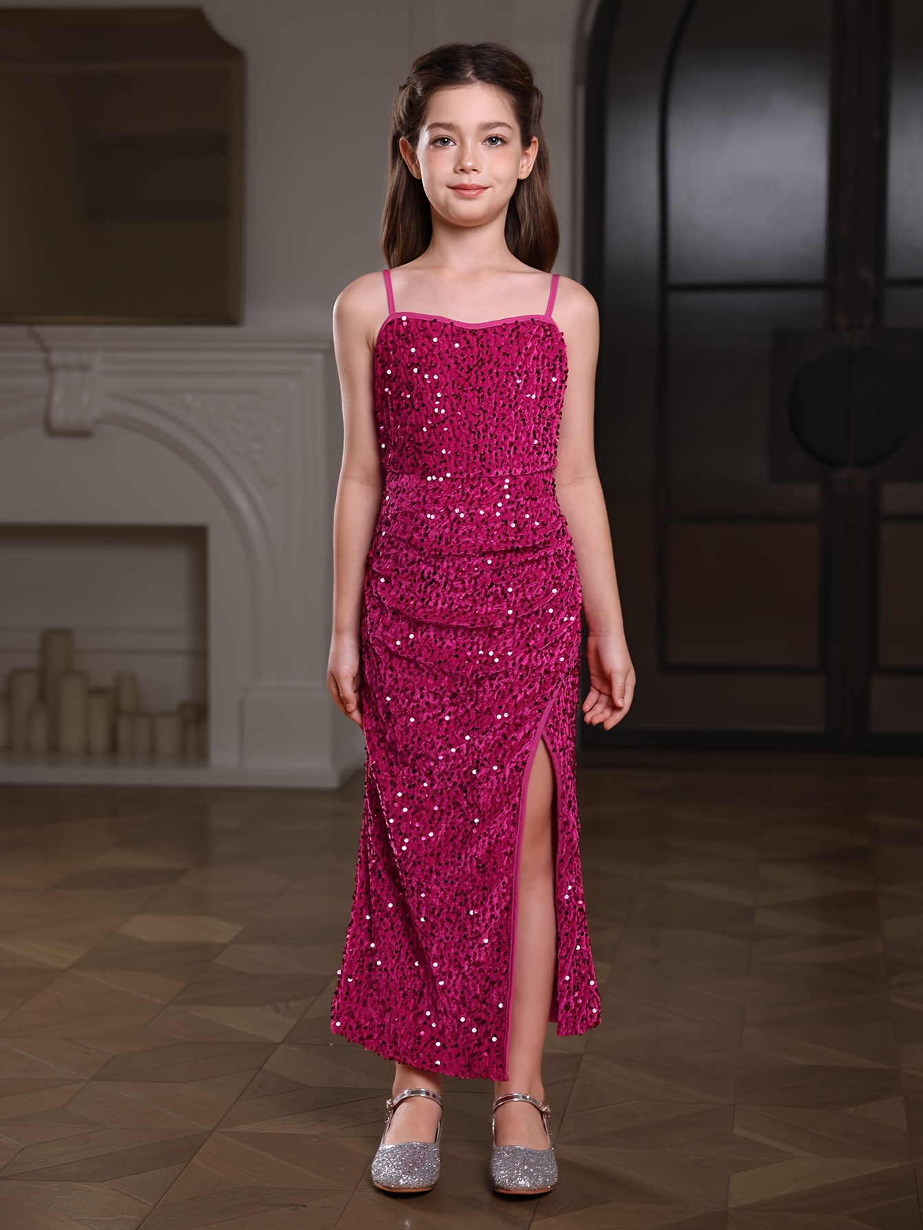 sequined bodycon gown dress girls thin Temu Netherlands