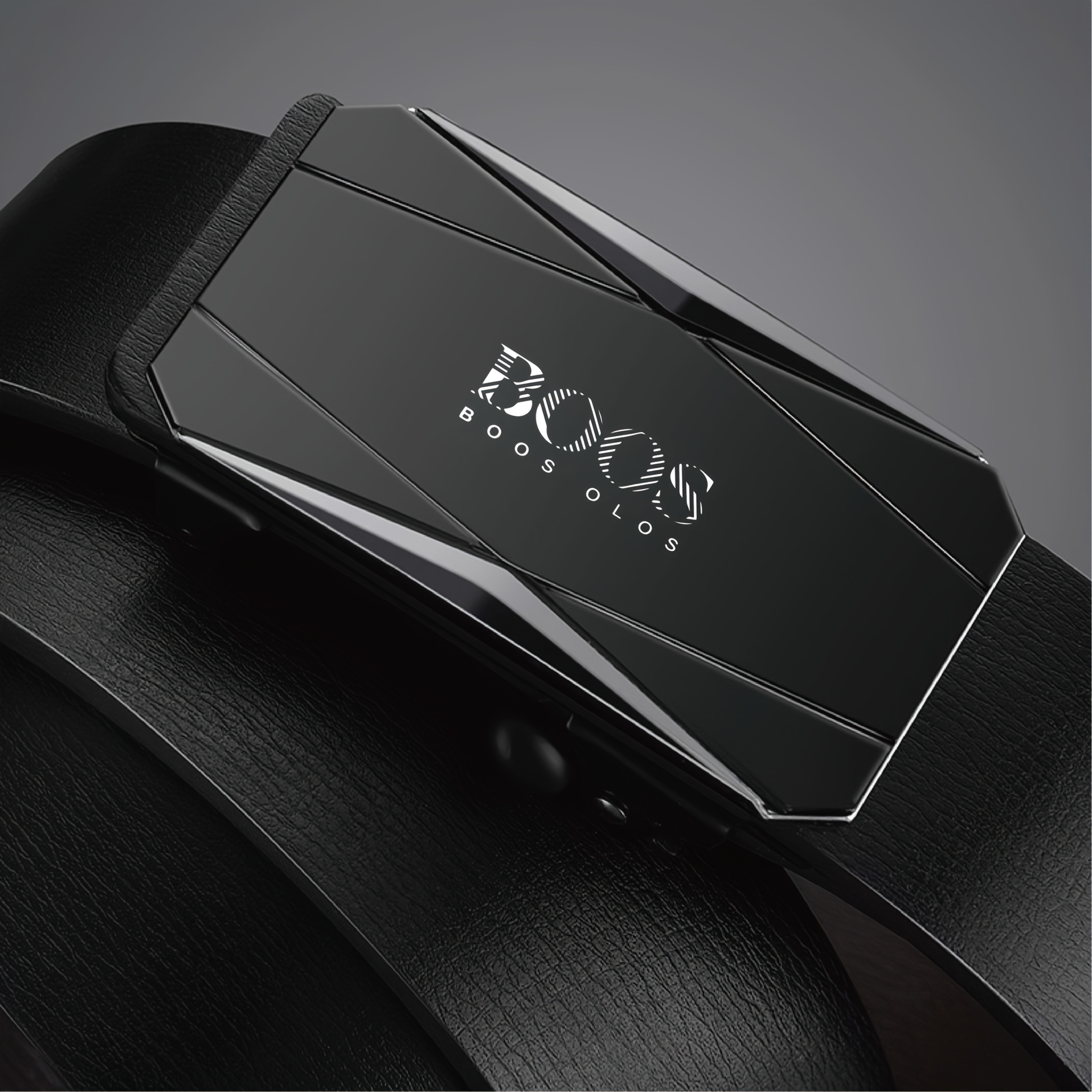TEMU Boos Logo Men's Business Belt, With Strong Pvc Belt Support That Resists Curling When Sitting For Long Periods, Providing No Discomfort For