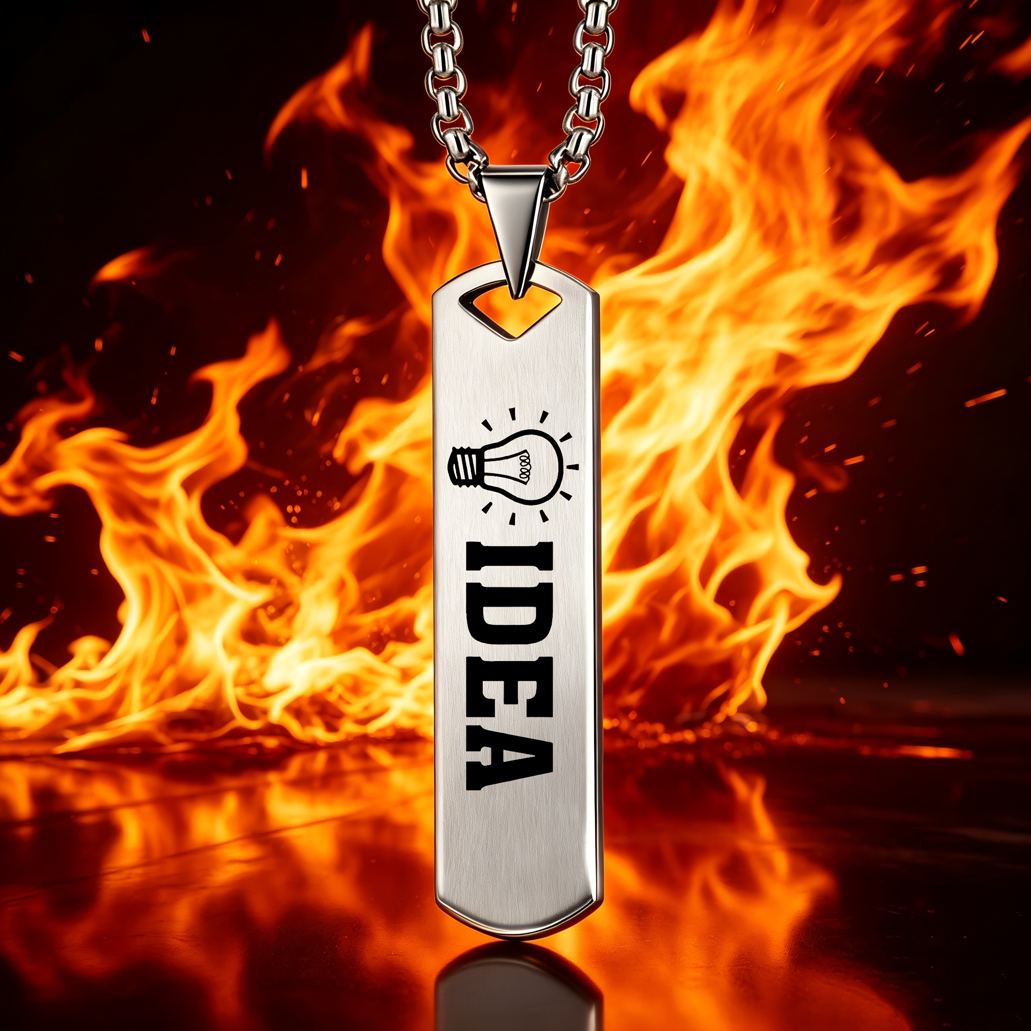 Unisex Light Bulb "IDEA" Creative Design Pendant Necklace
