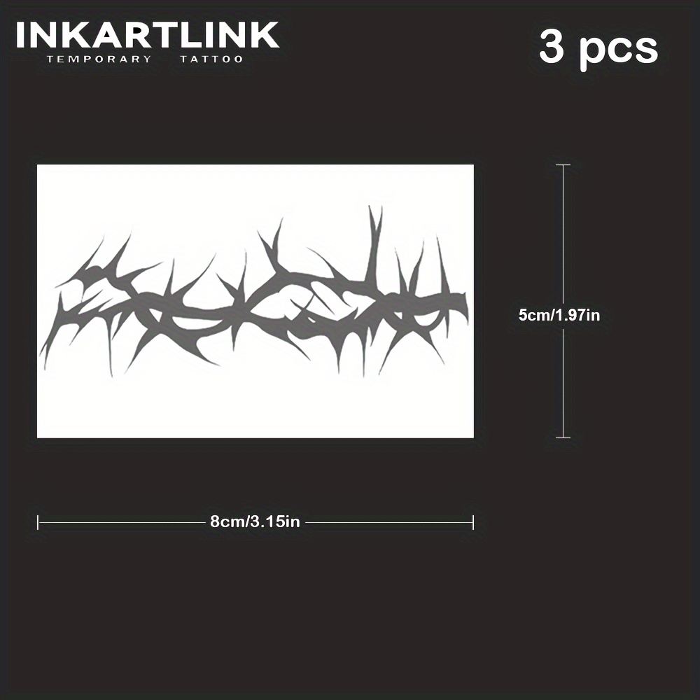 Inkartlink 3pcs Set: Semi-permanent Tattoos -, Realistic Thorn & Heart Designs, Perfect For Casual Attire
