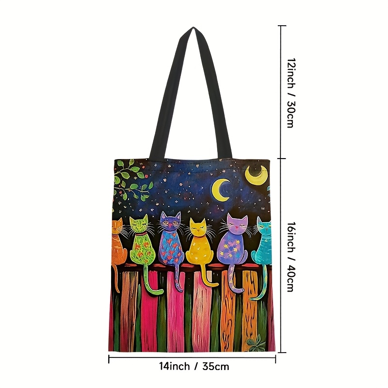 TEMU 1pz Borsa Multifunzionale con Gattino - Tote in Poliestere e Resistente con Design Capriccioso & , per Quotidiana, Lavoro, , Borsetta a Forma