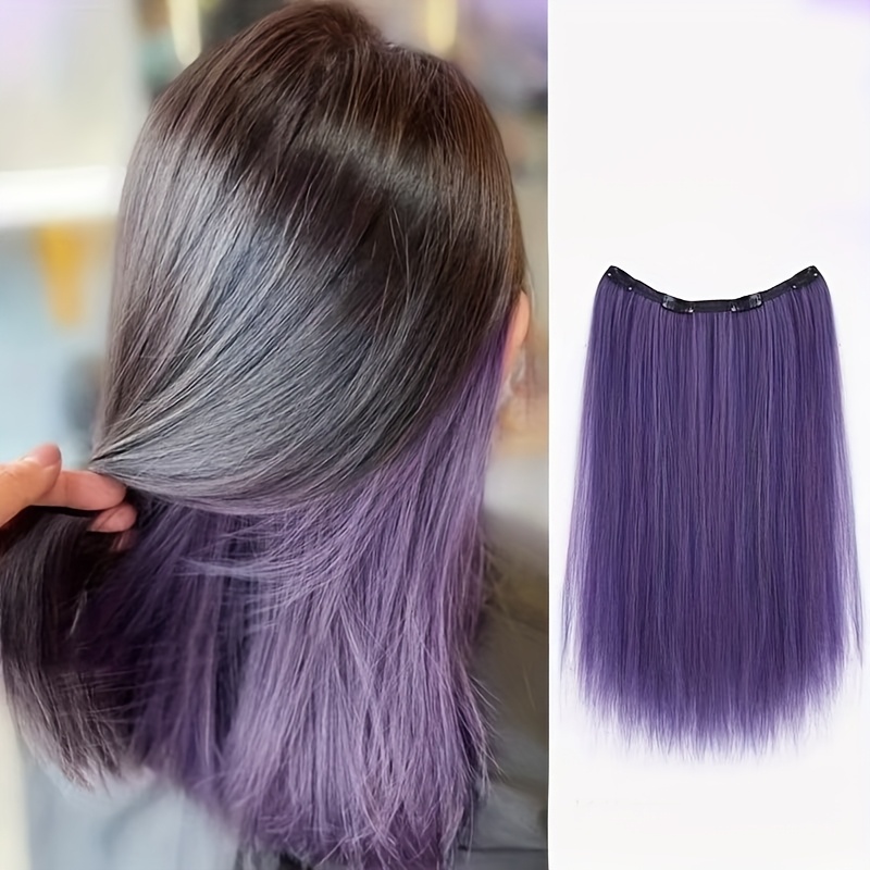 E-shop 20-Zoll lange gerade Clip-in-Haarextensions für Frauen - Lebhafte Farben, synthetische Fasern, einfach zu verwenden, Party-Stil, hitzebeständig,