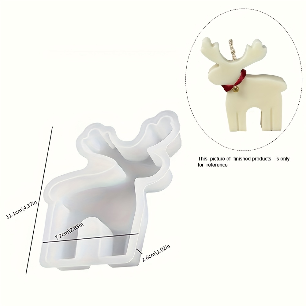 Image of Christmas Reindeer Silicone Candle Mold For Making Scented Candle, Unique Deer Shaped Ornament Mold For Diy Art Crafts, Christmas Gifts