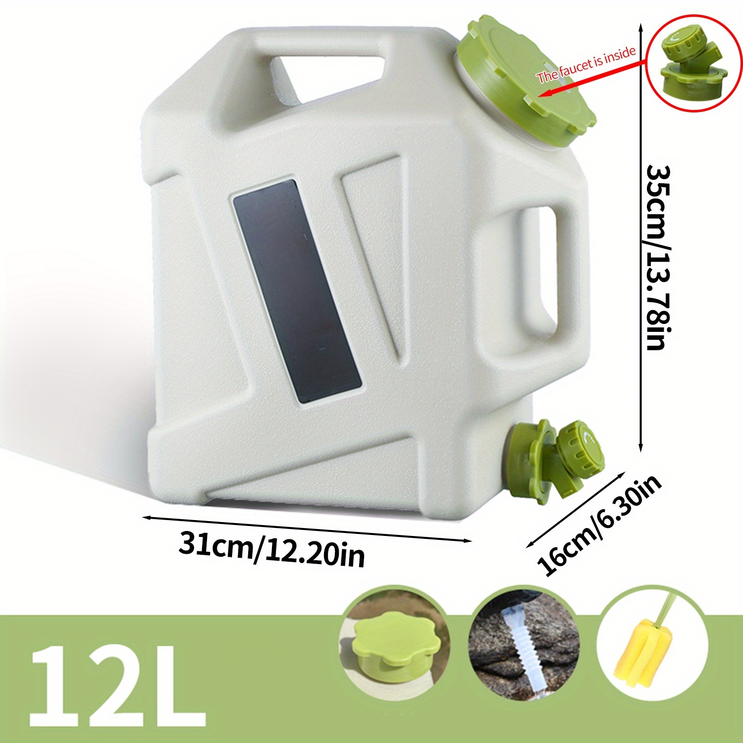 11-12L/2.9-3.2Gal Military Green Portable Water Tank with Faucet - Durable Leakproof Design, Ergonomic Handle & Carrying Straps for Camping, Hiking, Emergency Storage, Water Storage Tank, Hiking Essentials, Robust Construction, Sturdy Construction