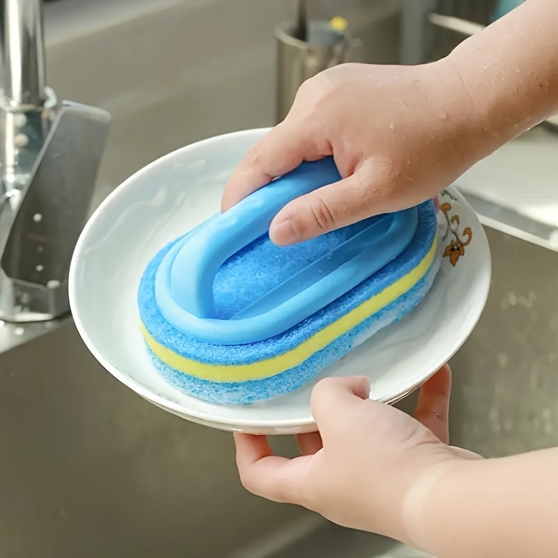 Handle Sponge Cleaning Brush, Can Be Used for Bathrooms, Bathtubs and Tile Cleaning Brushes, Kitchen Cleaning Sponge Wipes, Dishwashing Sponge Brushes, Pot Brushes, Durable Cleaning Sponges, Powerful Stain Removal, Cleaning Supplies, Strong Bathtub, Tile and Kitchen Sponge Cleaners, Durable Dishwashing Tools, Can Clean Efficiently
