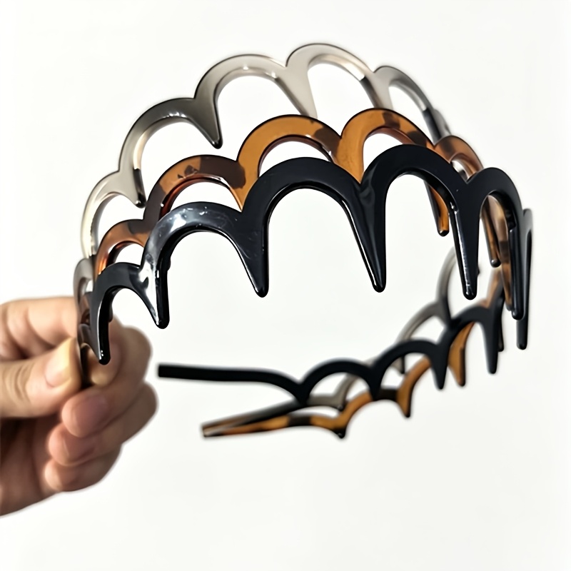 TEMU Juego de 3 diademas de para mujer - Cintas para el pelo con peine de dientes antideslizantes, detalles de encaje y diseño , estilo vintage,