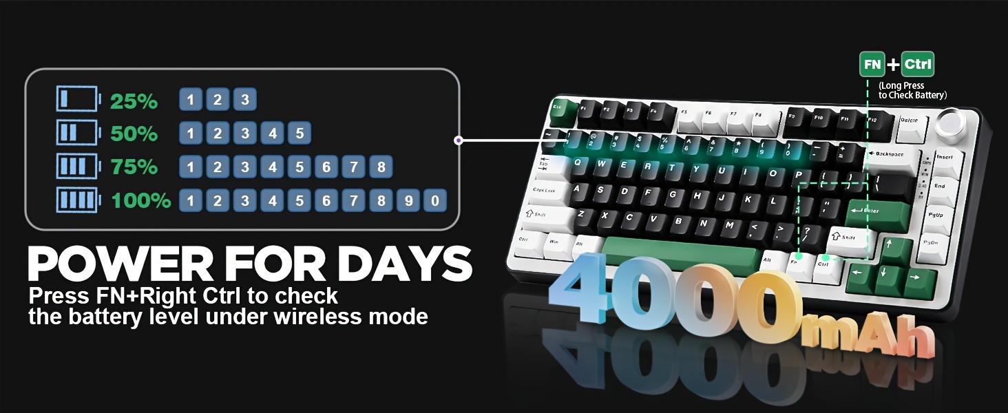 b75 gaming keyboard 75 with rgb hot swappable mechanical switches ergonomic gasket mount and multi wireless type c 2 4 details 11