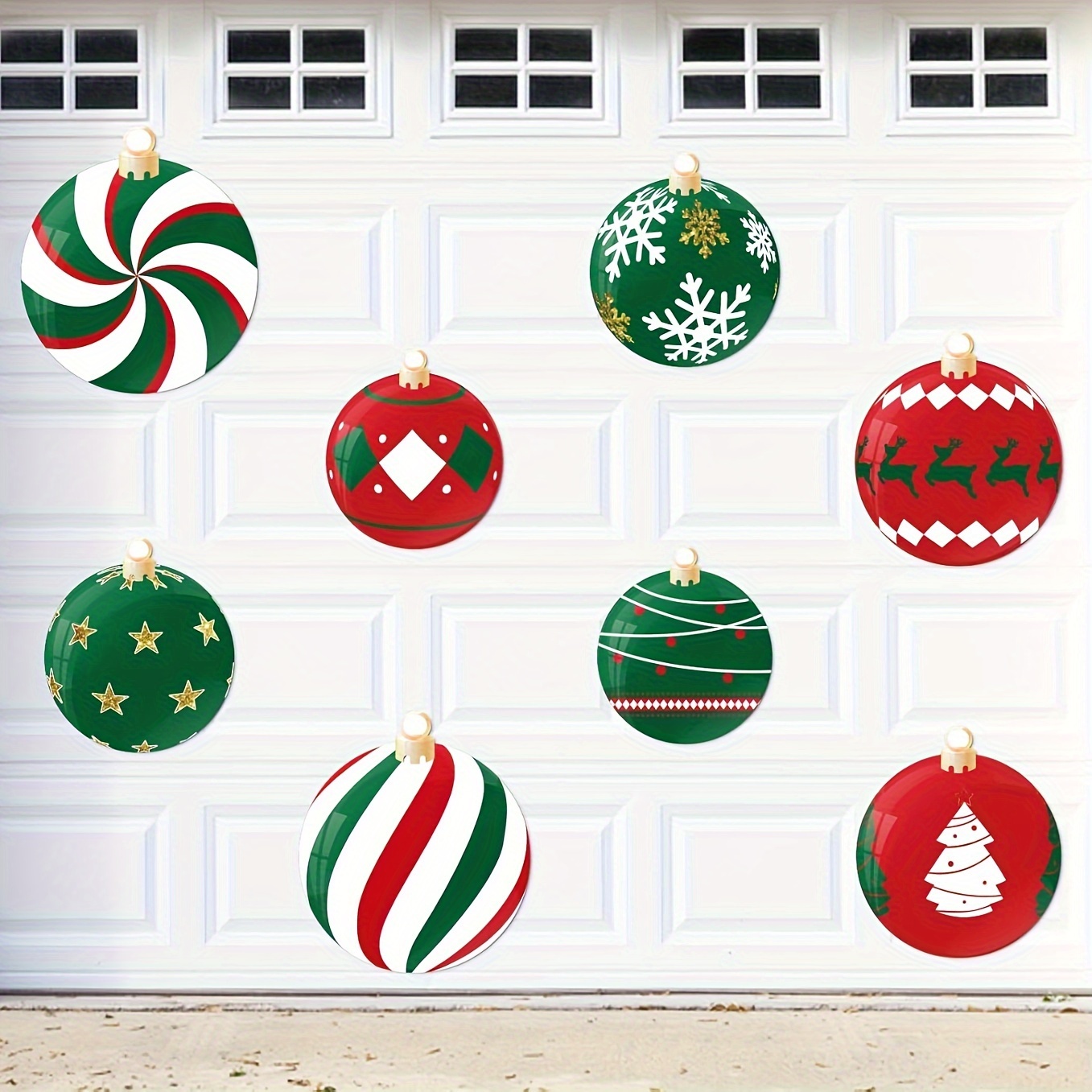 

8pcs Christmas Garage Door Magnet Set - Santa Claus Themed Ball Decorations For Fridge & Kitchen