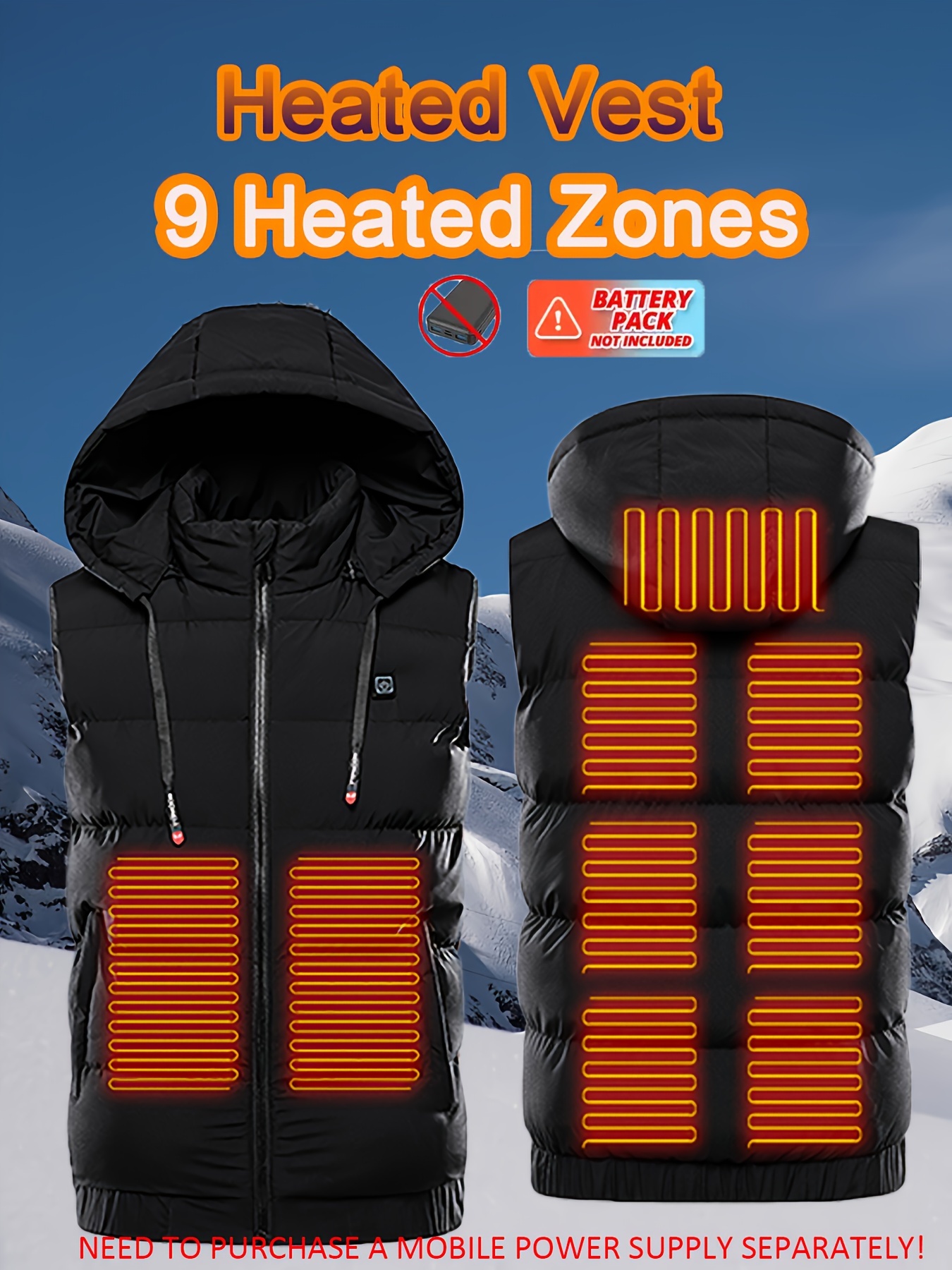 usb rechargeable heated winter vest mens outdoor warm jacket
