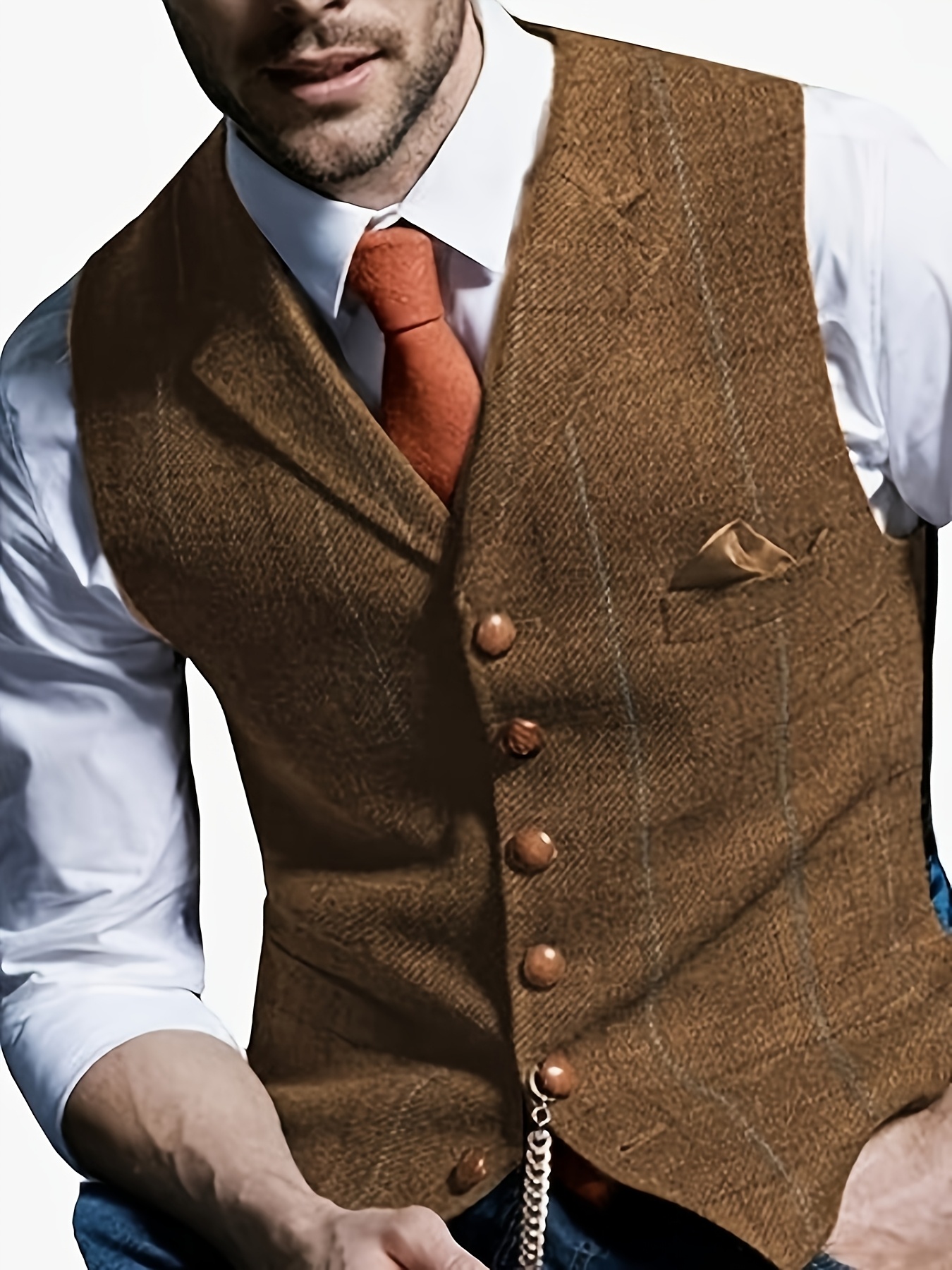 mens vintage business plaid suit vest fit collar - Temu