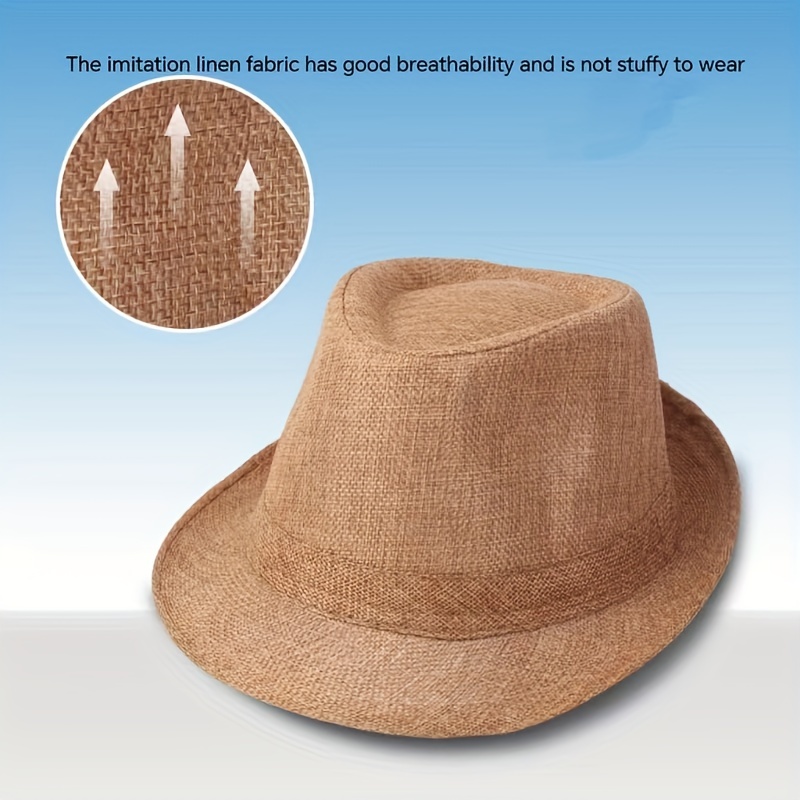 1pc Spring And Summer Linen Top Hat Jazz Hat Stage Hat Twist Breathable Hat  Mens Old Man Hat Grandpa Hat, Shop On Temu And start Saving