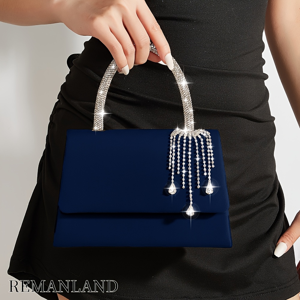 TEMU Borsa a elegante da donna REMANLAND con strass, ciondolo a nappa e tracolla rimovibile - Borsa a tracolla/borsetta adatta per feste, matrimoni,