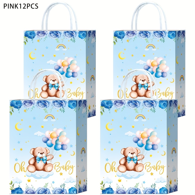 12/24pcs Cute Bear Gift Bags, Bear Party Bags - Perfect For Gifts, Small Items, And Toy Storage | Ideal For Birthday, Wedding, And Other Party Favors, Birthday Party Bags Pink/blue