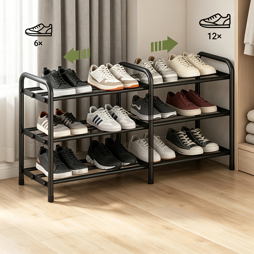 TEMU Shoe Rack - Expandable Shoe Storage Rack, Thickened Heavy-duty Material, Retractable Shoe Rack, Convenient , Suitable For Entryway, Room,