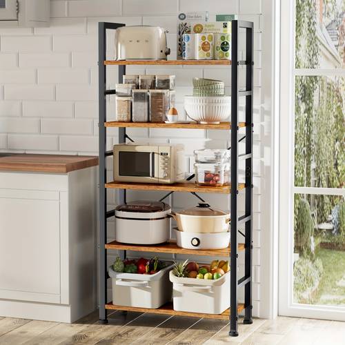 1pc 5 tiers bookshelf vintage storage rack with open shelves in living room home metal frame display rack books holder organizer for books
