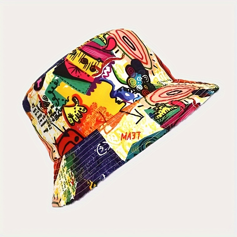 trendy abstract cartoon graffiti bucket hat casual fisherman style unisex design for suitable for   men and women Product details 0