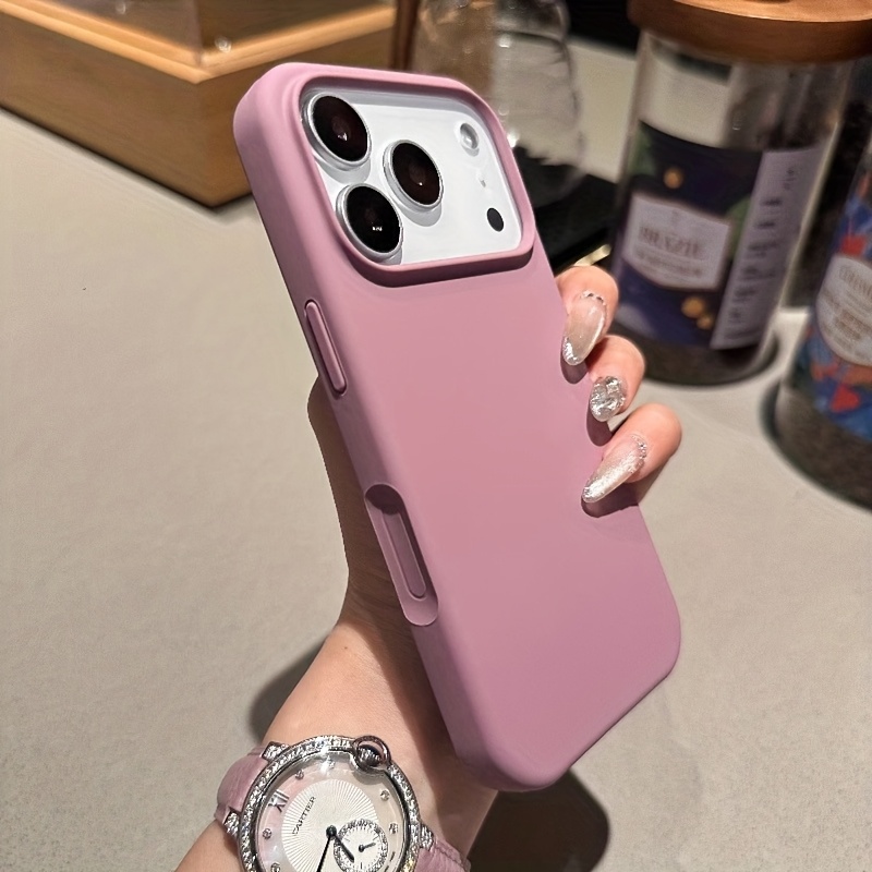 TEMU Phone Case - 2026 New Style Liquid Silicone Case For Iphone 17 Pro Max With Faux Fur Lining, Compatible With For Iphone 17 Air/ 16/ 15/ 14/ 13 -