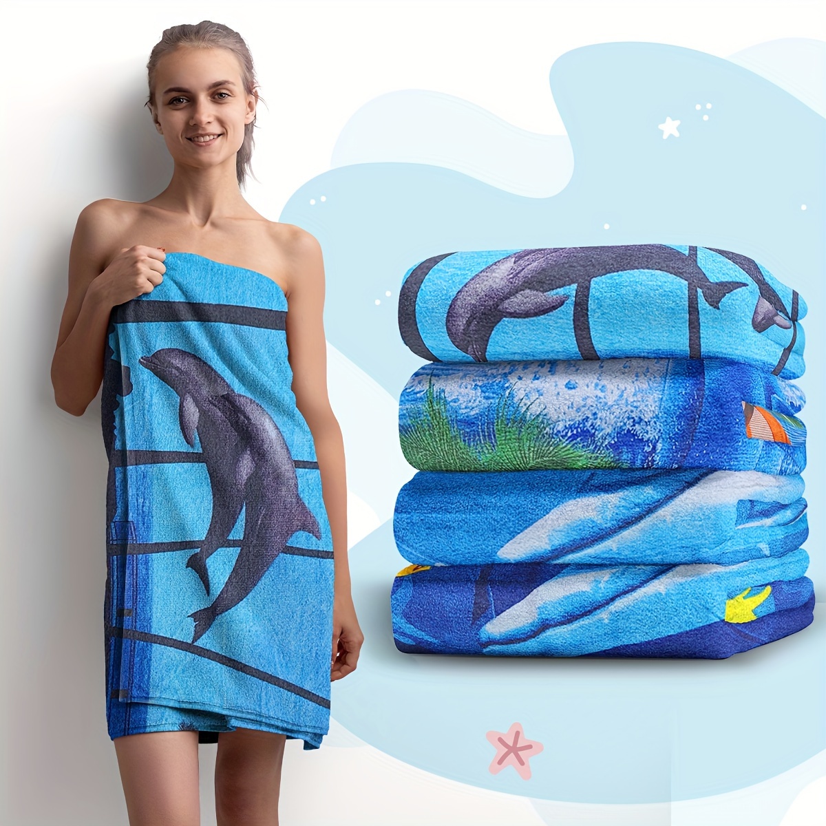 

1pc Dolphin Microfiber Beach Towel, Super Absorbent & Quick-drying Swimming Towel, Lightweight & Soft Beach Blanket, Suitable For Beach Swimming Outdoor Camping Travel, Ideal Beach Essentials