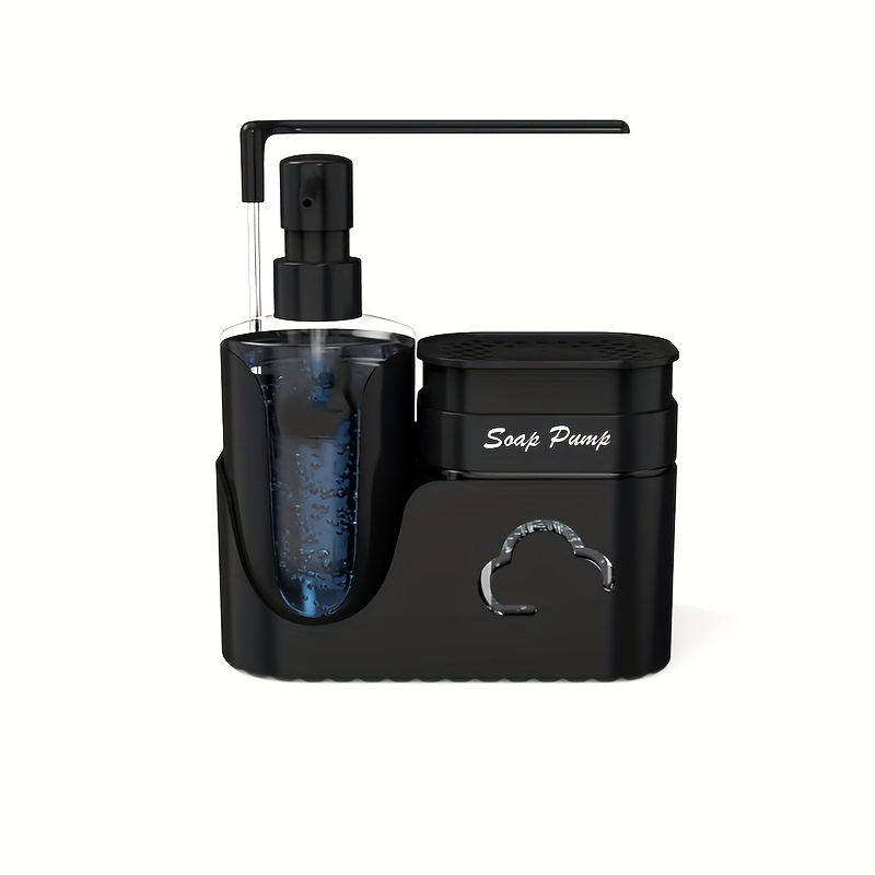 Image of A Set Of Kitchen Hand Soap And Dishwashing Liquid Dispenser, Featuring A 2-in-1 Soap Dispenser With Sponge Holder And Cloth Holder, Practical Small Tool For Kitchen Sink Countertops