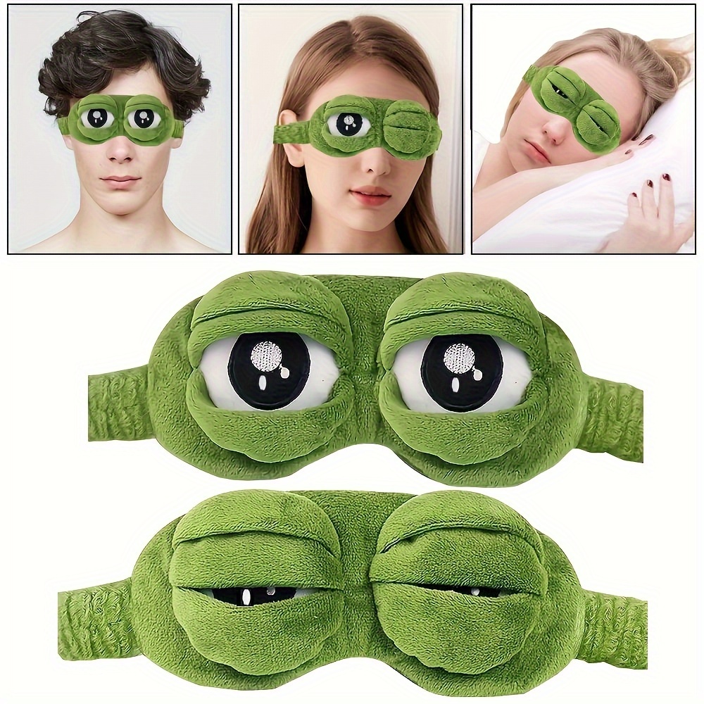 

1pc Cute Frog Sleep Eye Mask, Soft Plush Comfortable Shading Eye Protector For Travel & Nap Time, Adjustable Strap Blindfold Travel Essentials