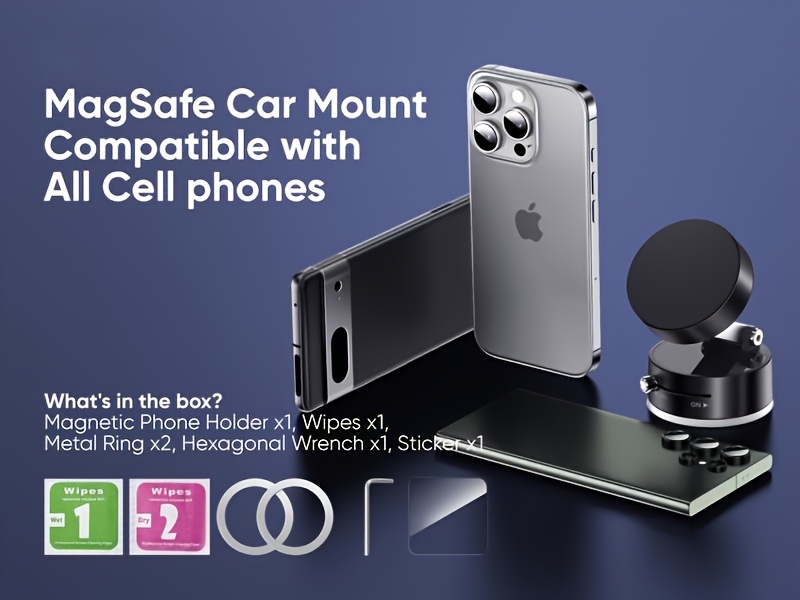 vacuum magnetic phone holder suitable for home car kitchen bathroom stable and secure modern phone stand universal   clip for all models hands free driving safety details 5