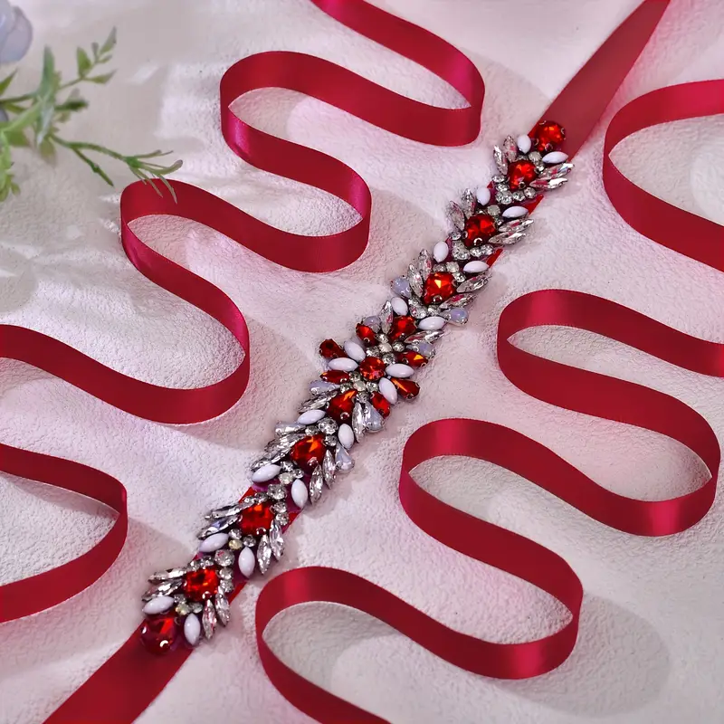 red ribbon belt for dress Mabor Red Sash Belt Wedding Satin Sash Belt for Women Dress Bridal Belts