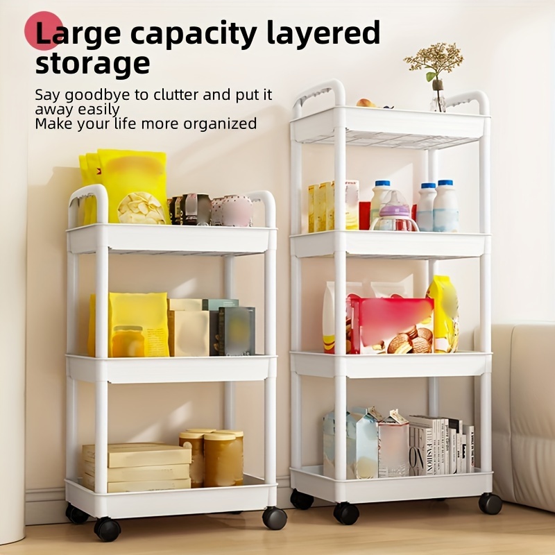 3-Tier Home Kitchen Storage Utility store cart with handle-White