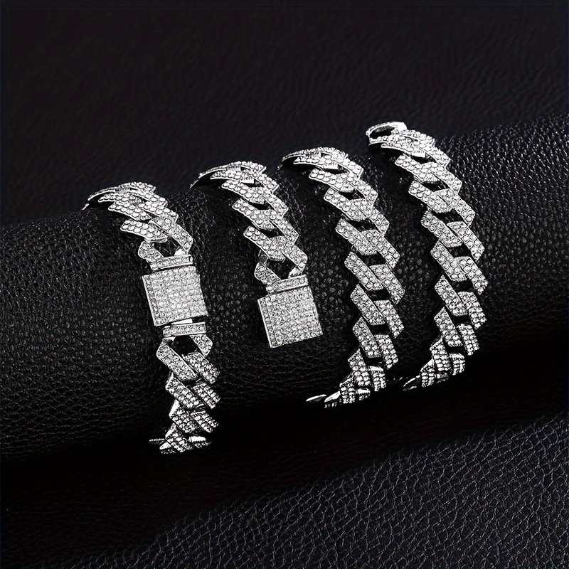 

Necklace Domineering Men' Row Diamond Necklace Bracelet Set For Men And Women