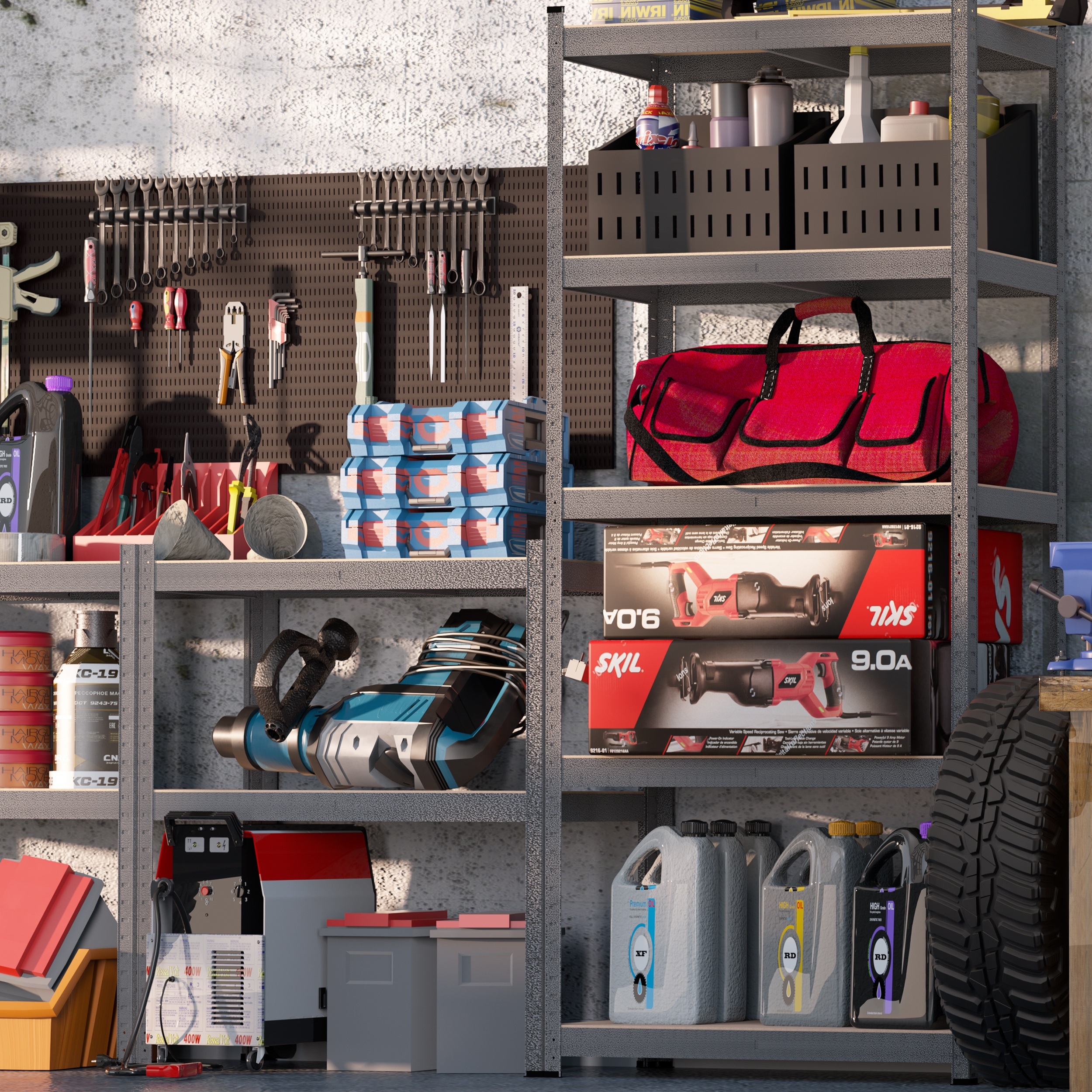 

1pc, 28" W X 12" D X 59" H Garage Storage Shelves, 5 Tier Adjustable Storage Shelving Unit, Utility Standing Shelf Rack Organizer For Warehouse Kitchen Pantry Closet Basement, Silver Grey