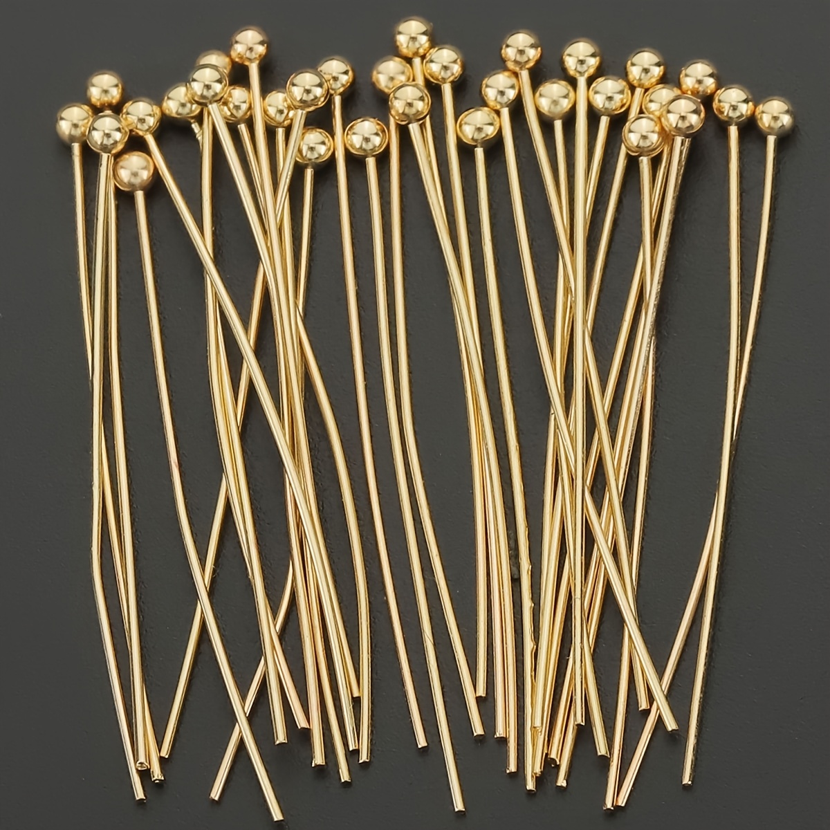 TEMU 50pcs Alfileres de Cabeza para Fabricación de Joyas, Incluyendo Agujas de de 16Mm-50Mm, Agujas para Abalorios Flexibles y Cortables, Adecuados