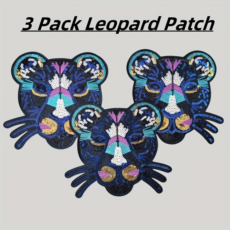 

A Set Of 3 Large Sequin Leopard Embroidery Cloth Patches For Clothes Decoration