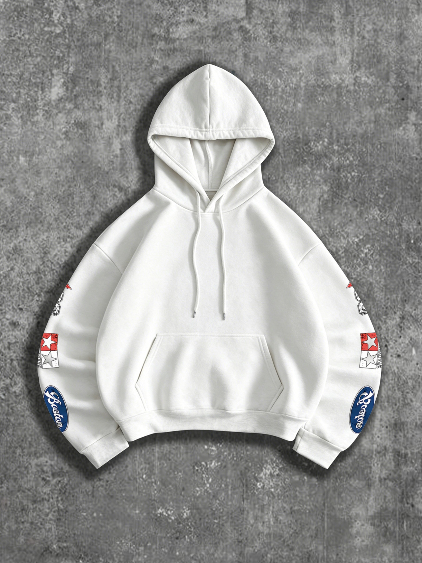 American Racing Style Multi-Label Print Cropped Sweatshirt