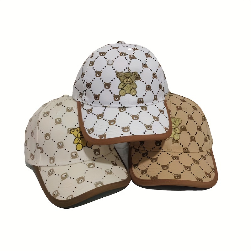 

1pc Children's Spring And Autumn Casual Sun-resistant Hats An Embroidered Bear Pattern