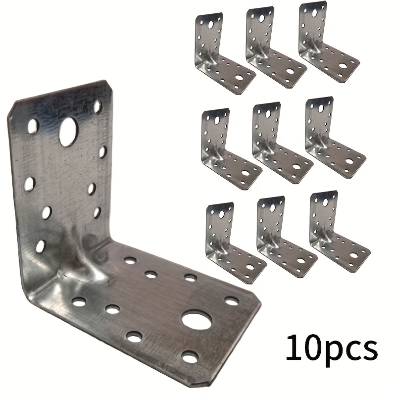 E-shop Set mit 10 Metall-Winkelhaken für Holz - Robuste, verzinkte Stahl-L-Winkel mit abgerundeten Kanten - für Möbelreparaturen und Ecken