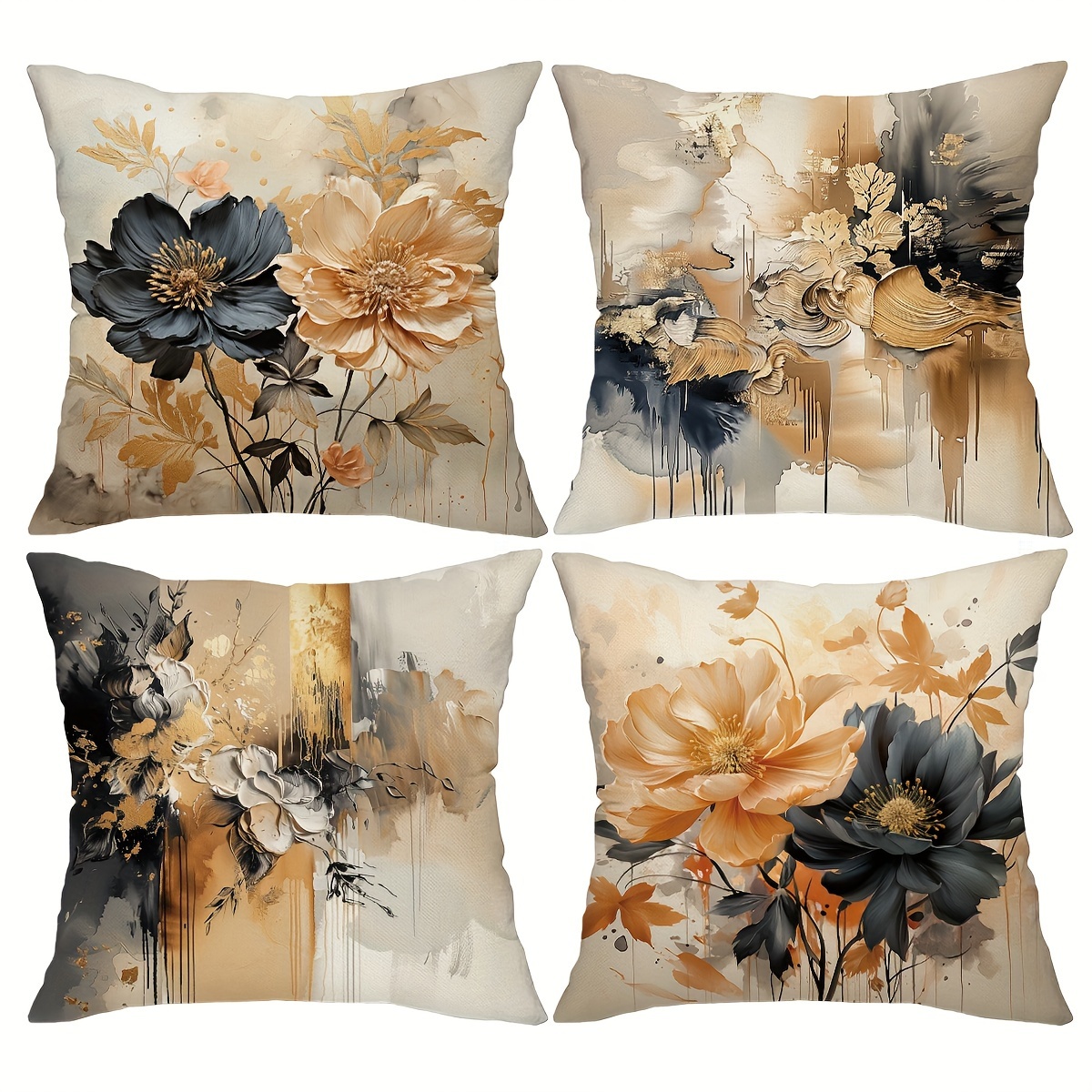 

4pcs, Vintage Floral Throw Pillow Covers, 18*18inch Abstract Decorations Cushion Covers, Home Decor For Porch Patio Couch Sofa Living Room Outdoor, Farmhouse Style, Set Of 4, Without Pillow Inserts