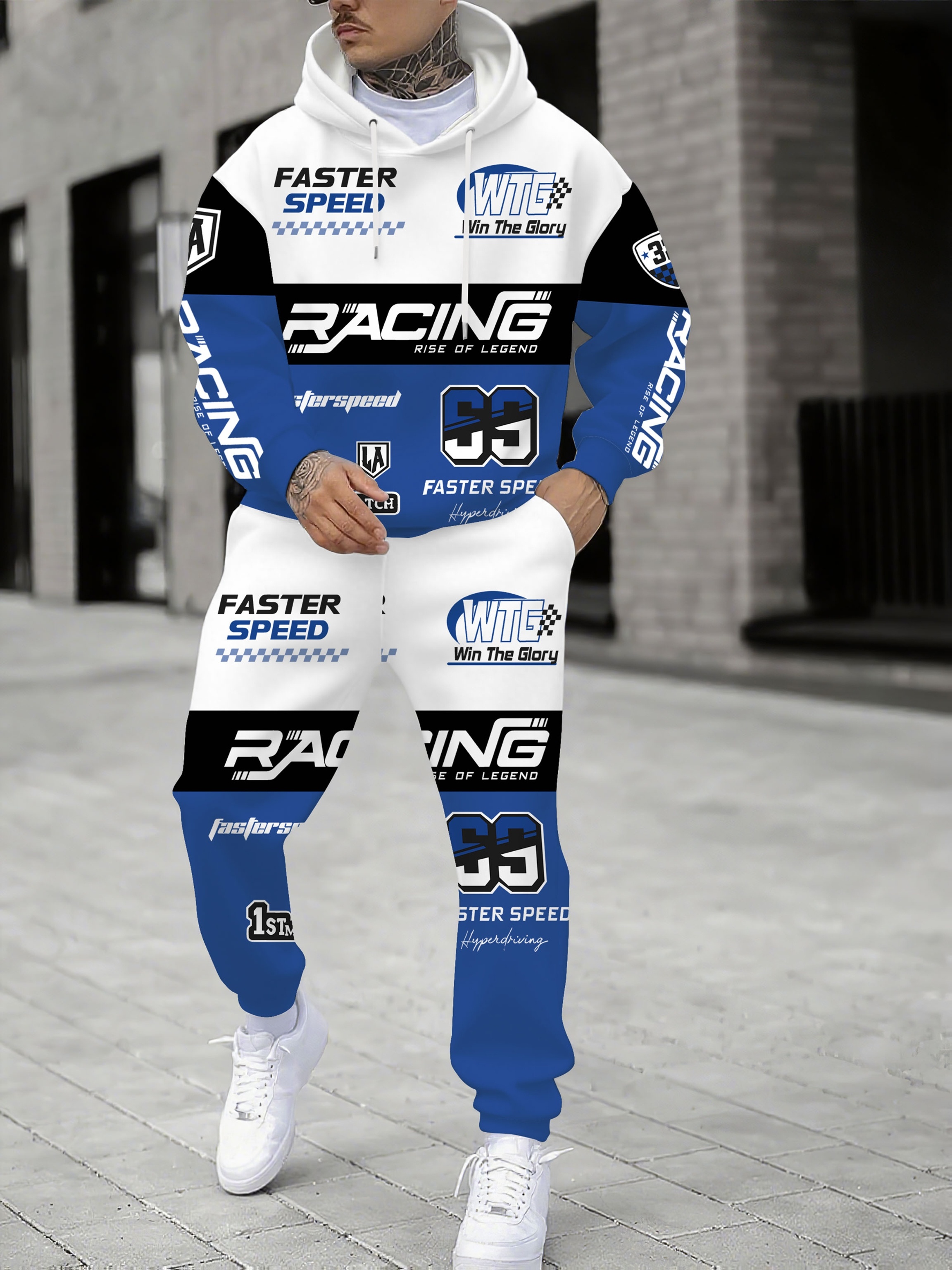 3D digitale print race hoodie set