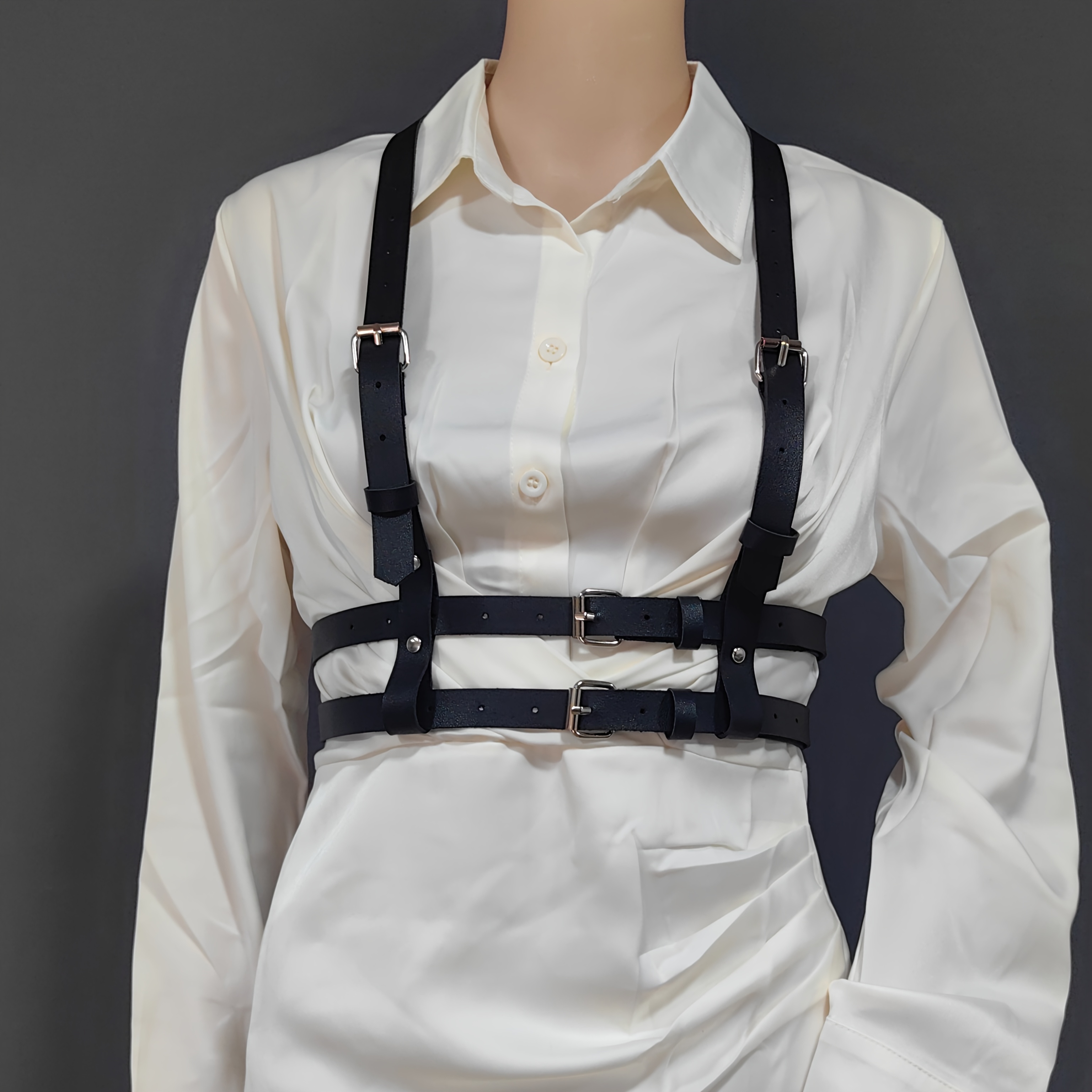 1pc punk style faux leather belt] women