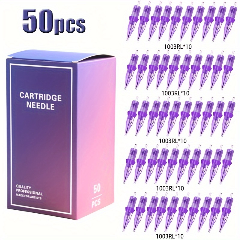 Image of A Pack Of 50 Disposable Tattoo Needles In Mixed Sizes 1001rl, 1003rl, 1005rl, 1007rl, And 1009rl, Suitable For Tattoo Machines