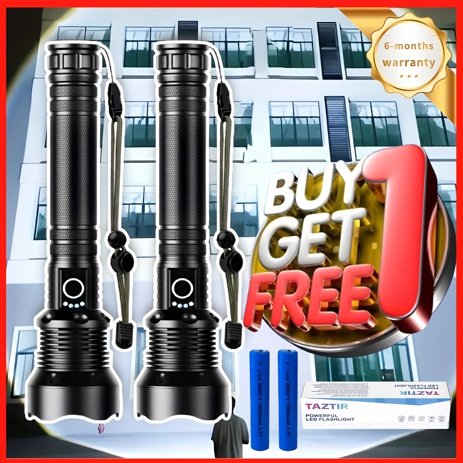 

Buy 1 Get 1 Free - 2pcs P70 High Flashlight, Rechargeable Led Flashlights, Flash Light With 5 , Powerful Handhold Torch, Valentine's Day Gifts For Men