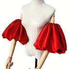pair of nude sheer sleeve covers bridal dress accessories with satin arm bubble sleeves ruffle 2 elastic short sets for bridesmaids womens minimalist solid color polyester weddings evening parties special occasions formal gown sleeves ideal gift