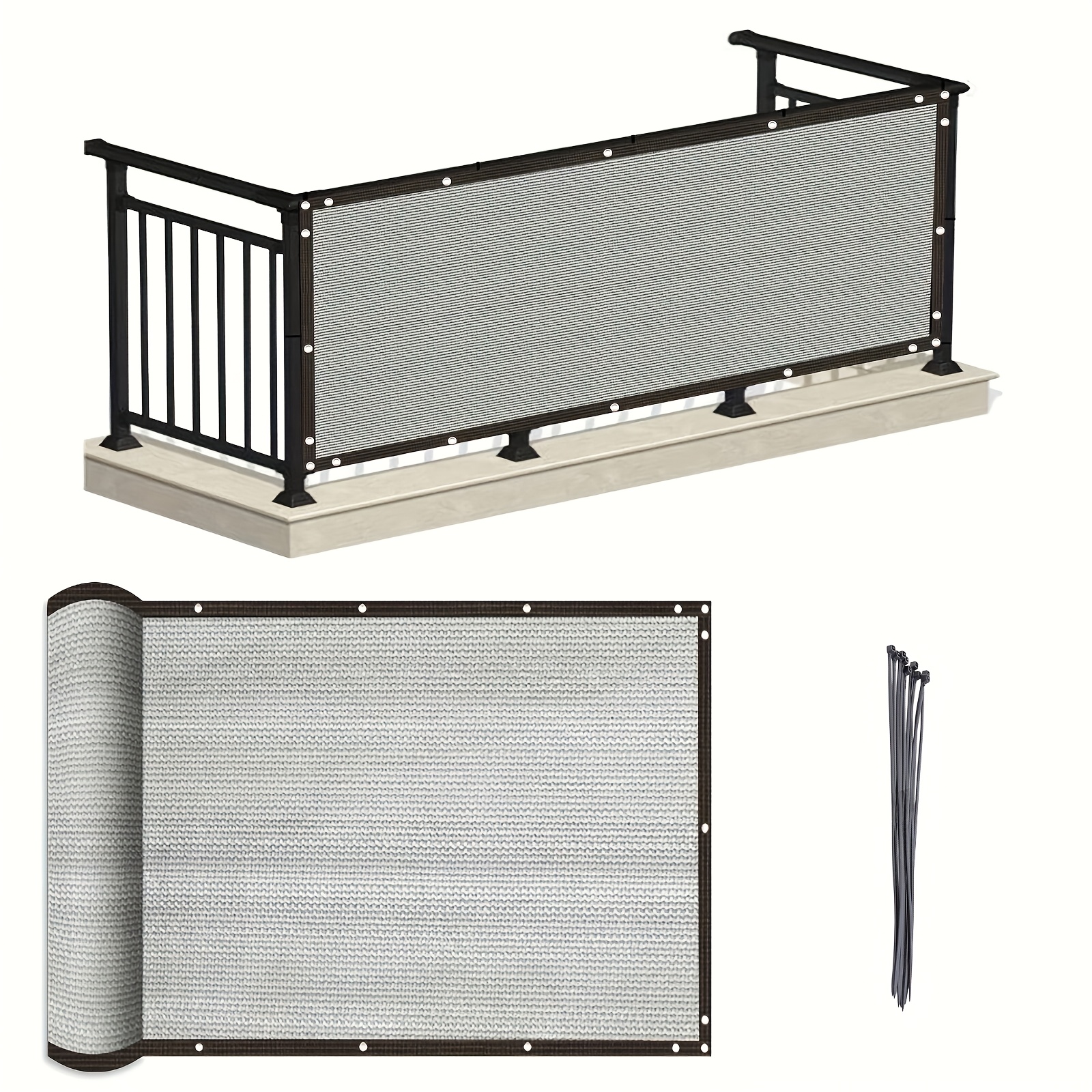 TEMU Heavy Duty Privacy Screen - 70-80% Sunshade Rate Windproof And Dustproof Mesh Fabric, Suitable For Outdoor , , And Pool Decks