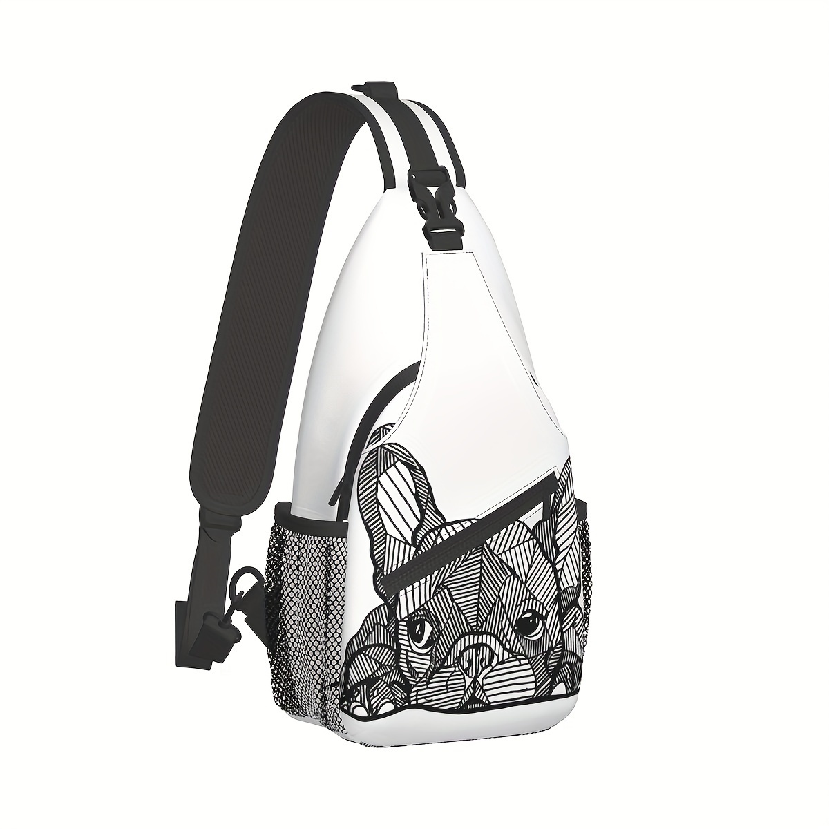 

1pc Casual French Bulldog Sling Bag For Cycling & Camping, Men's Simple Fashion Shoulder Bag