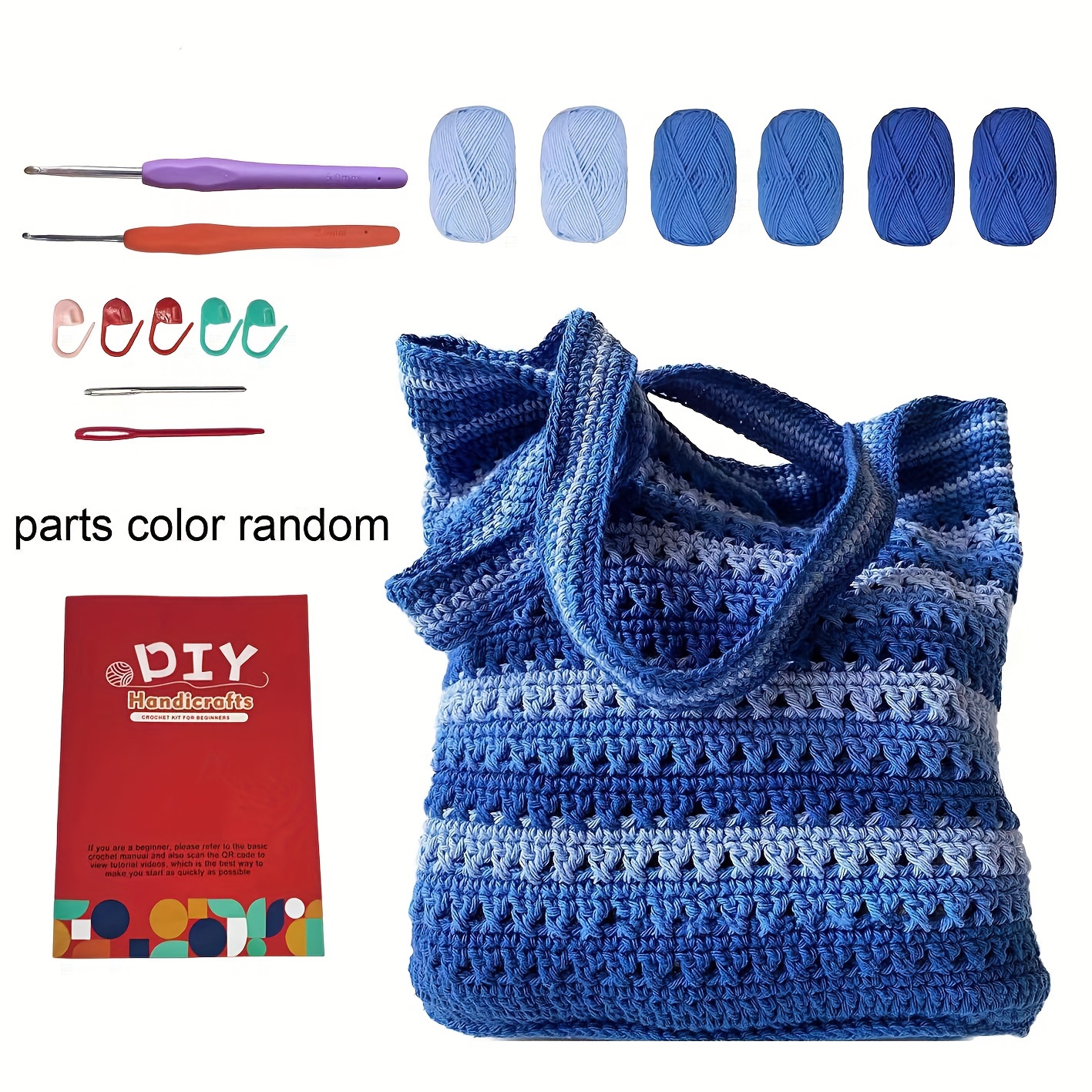 

Beginner Crochet Kit With Yarn, Instructions & Video Tutorial - Diy Striped Tote Bag For Adults - Christmas, Halloween & Birthday Gifts, Crochet Kit For Beginners